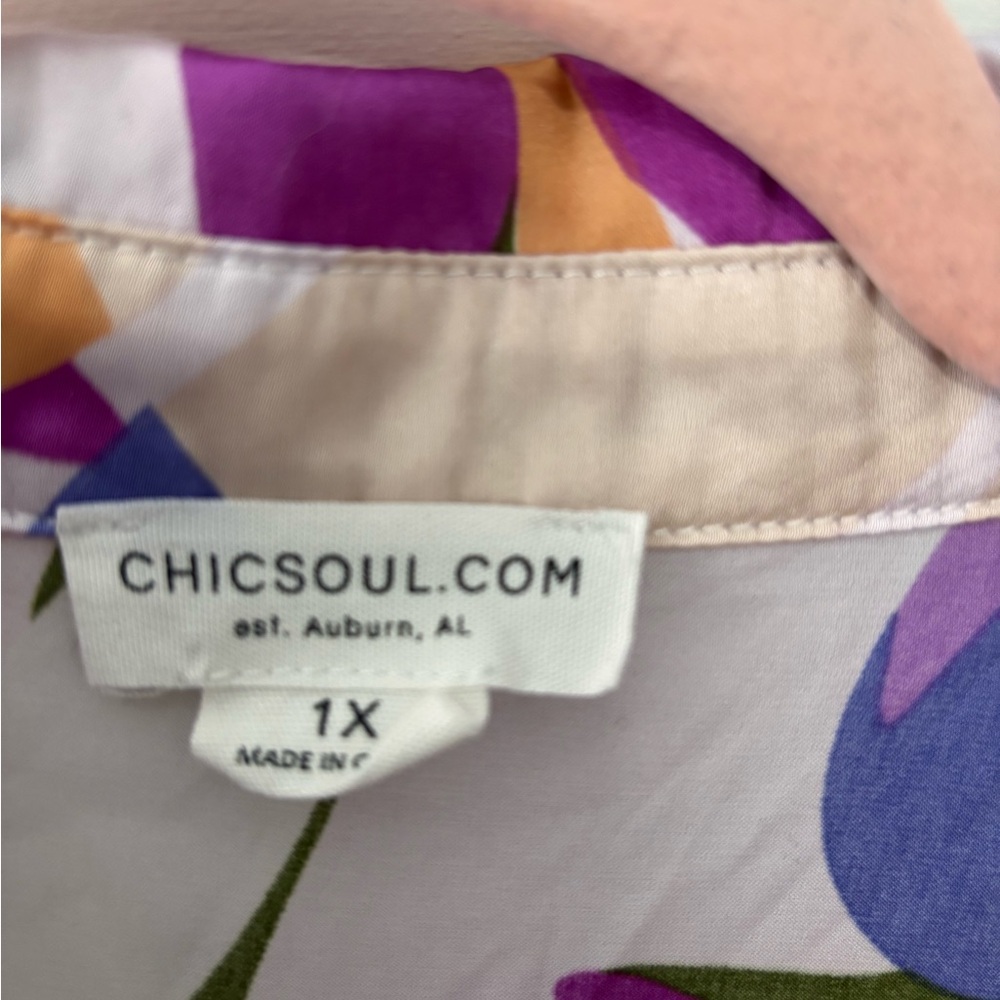 Chic Soul Bold Abstract Button-Down Top High-Low,… - image 3